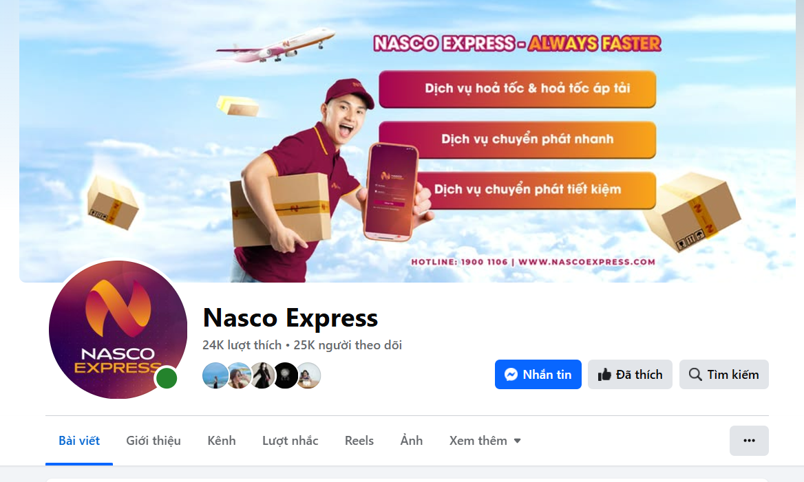 Fanpage Nasco Express dạt 24k lượt thích