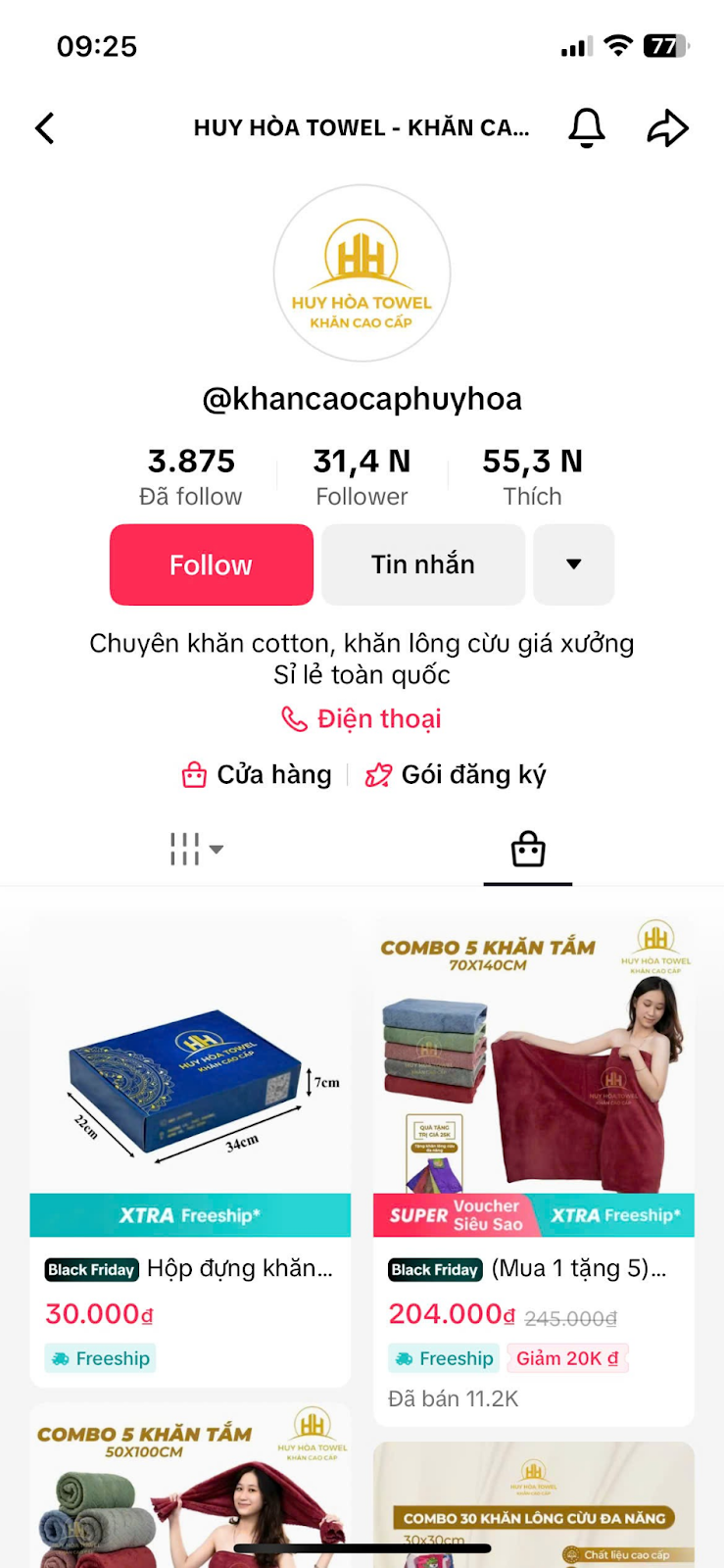 Kênh Tiktok của Huy Hòa ghi nhận chỉ số kênh và chỉ số bán hàng cao