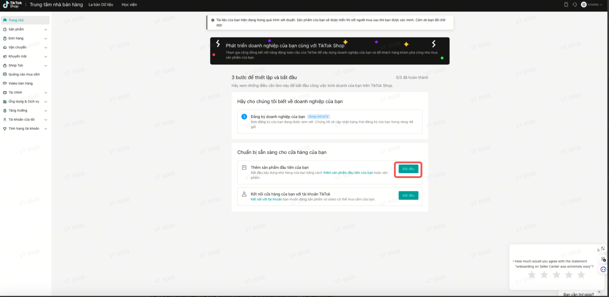 Tải sản phẩm lên để xây dựng kênh TikTok bán hàng